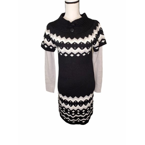 Eten Size XL Sweater Dress Black Gray Layered - Picture 1 of 6